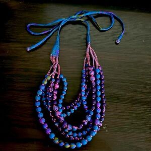 Blue pink and purple  necklace